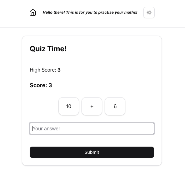 Math Practice Web App screenshot